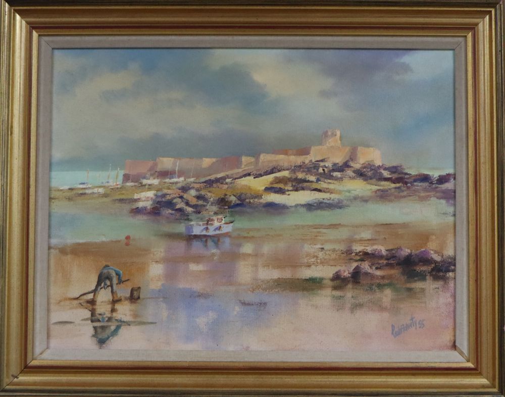 Robert Docherty, oil on canvas, St Peters Port, signed and dated 95, 44 x 59cm